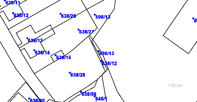 Parcela st. 636/13 v KÚ Frymburk, Katastrální mapa