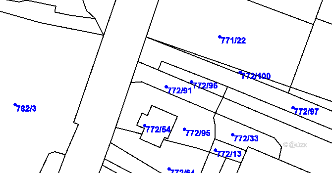 Parcela st. 772/91 v KÚ Frymburk, Katastrální mapa
