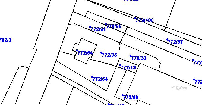 Parcela st. 772/95 v KÚ Frymburk, Katastrální mapa