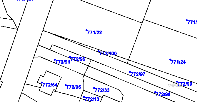 Parcela st. 772/100 v KÚ Frymburk, Katastrální mapa