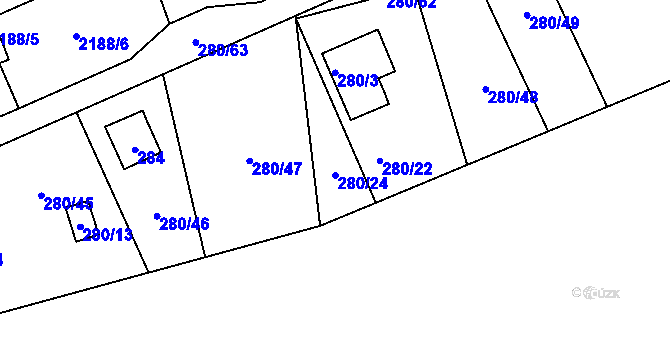Parcela st. 280/24 v KÚ Frymburk, Katastrální mapa