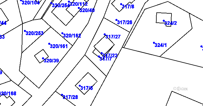 Parcela st. 317/22 v KÚ Frymburk, Katastrální mapa