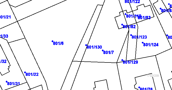 Parcela st. 801/130 v KÚ Frymburk, Katastrální mapa