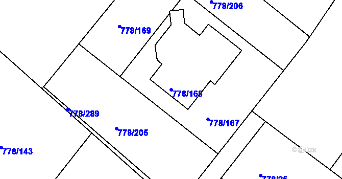 Parcela st. 778/168 v KÚ Frymburk, Katastrální mapa