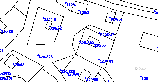 Parcela st. 320/240 v KÚ Frymburk, Katastrální mapa