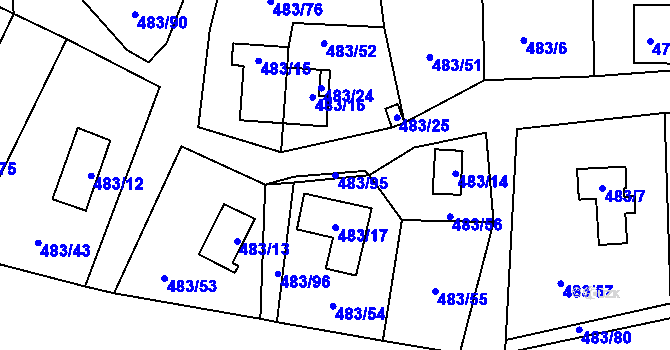 Parcela st. 483/95 v KÚ Frymburk, Katastrální mapa