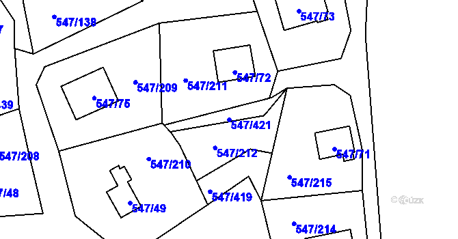 Parcela st. 547/421 v KÚ Frymburk, Katastrální mapa