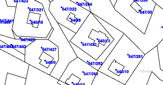 Parcela st. 547/422 v KÚ Frymburk, Katastrální mapa