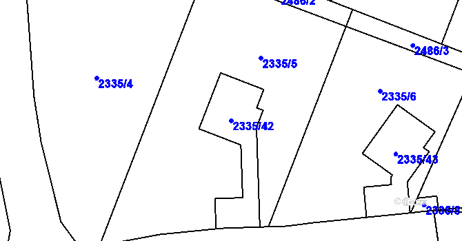 Parcela st. 2335/42 v KÚ Frymburk, Katastrální mapa