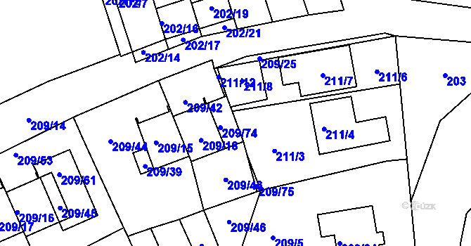 Parcela st. 211/10 v KÚ Frymburk, Katastrální mapa
