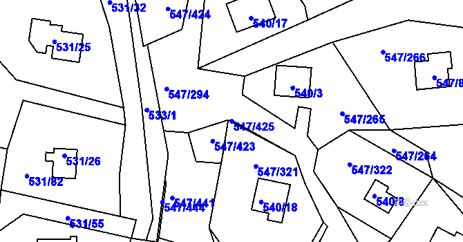 Parcela st. 547/425 v KÚ Frymburk, Katastrální mapa