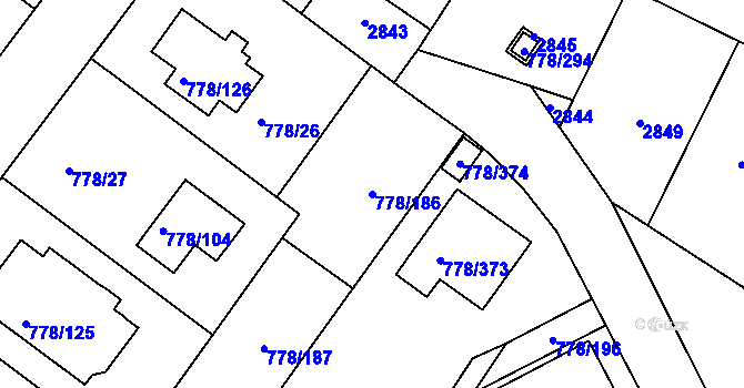 Parcela st. 778/186 v KÚ Frymburk, Katastrální mapa