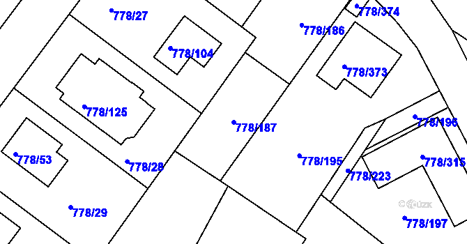 Parcela st. 778/187 v KÚ Frymburk, Katastrální mapa