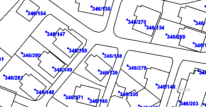 Parcela st. 346/138 v KÚ Frymburk, Katastrální mapa