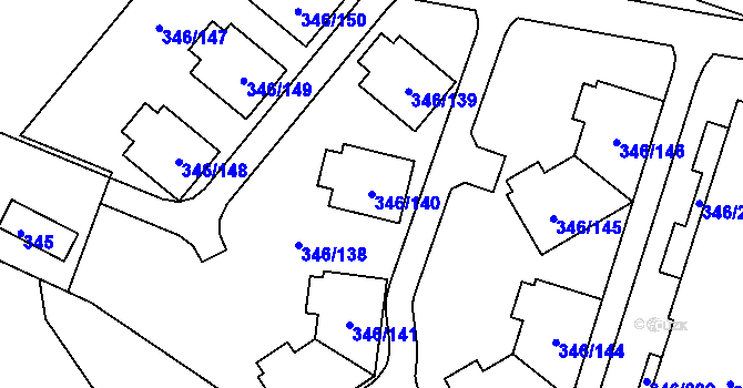 Parcela st. 346/140 v KÚ Frymburk, Katastrální mapa