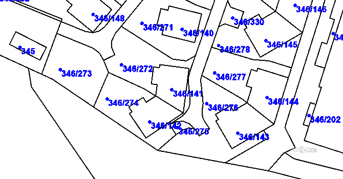 Parcela st. 346/141 v KÚ Frymburk, Katastrální mapa