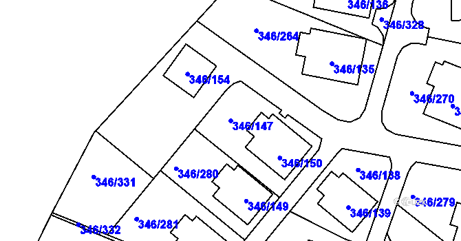 Parcela st. 346/147 v KÚ Frymburk, Katastrální mapa