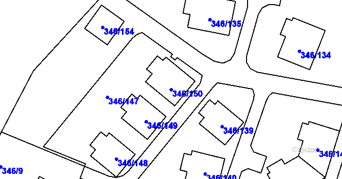 Parcela st. 346/150 v KÚ Frymburk, Katastrální mapa