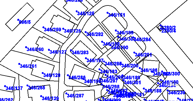 Parcela st. 346/151 v KÚ Frymburk, Katastrální mapa