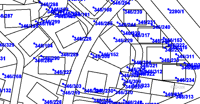 Parcela st. 346/152 v KÚ Frymburk, Katastrální mapa