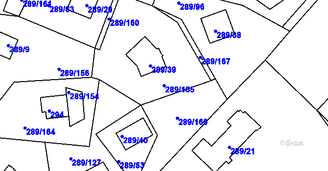 Parcela st. 289/165 v KÚ Frymburk, Katastrální mapa
