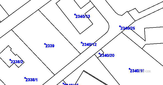 Parcela st. 2340/12 v KÚ Frymburk, Katastrální mapa