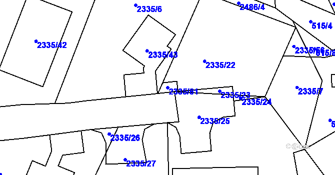 Parcela st. 2335/81 v KÚ Frymburk, Katastrální mapa