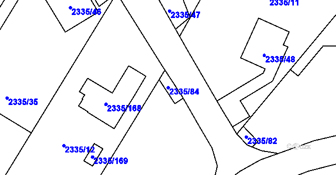 Parcela st. 2335/84 v KÚ Frymburk, Katastrální mapa