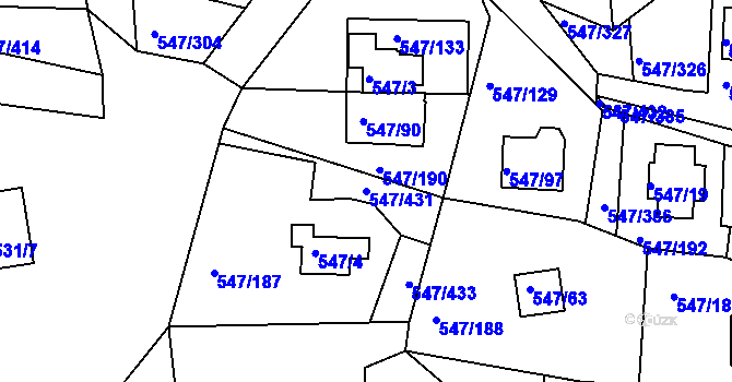 Parcela st. 547/431 v KÚ Frymburk, Katastrální mapa