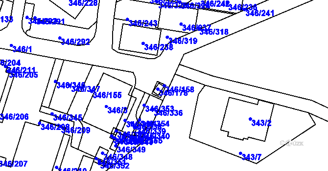 Parcela st. 346/158 v KÚ Frymburk, Katastrální mapa