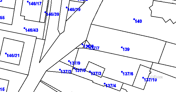 Parcela st. 137/7 v KÚ Frymburk, Katastrální mapa