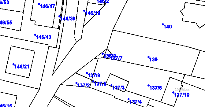 Parcela st. 137/8 v KÚ Frymburk, Katastrální mapa