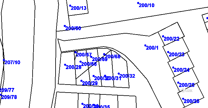 Parcela st. 200/68 v KÚ Frymburk, Katastrální mapa