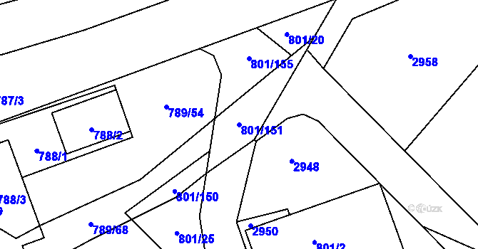 Parcela st. 801/151 v KÚ Frymburk, Katastrální mapa