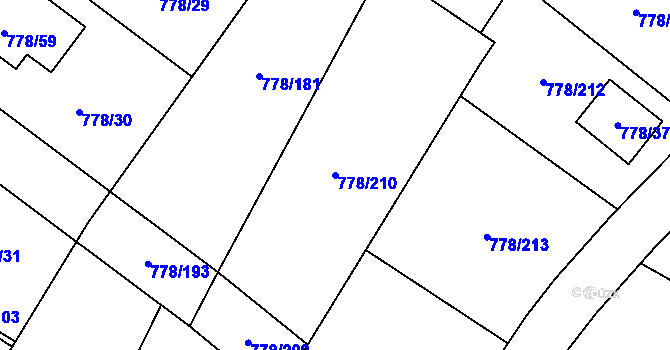 Parcela st. 778/210 v KÚ Frymburk, Katastrální mapa
