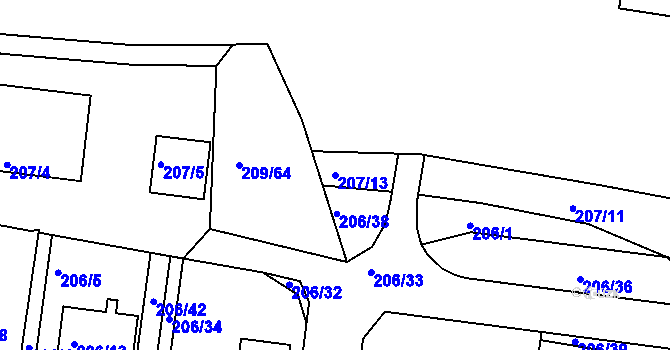 Parcela st. 207/13 v KÚ Frymburk, Katastrální mapa