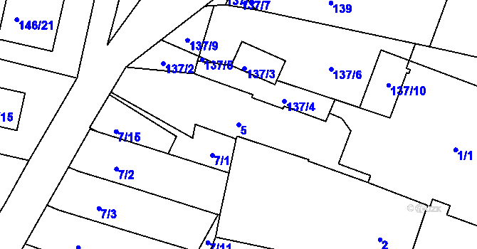 Parcela st. 5 v KÚ Frymburk, Katastrální mapa