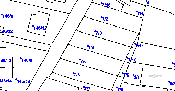 Parcela st. 7/4 v KÚ Frymburk, Katastrální mapa