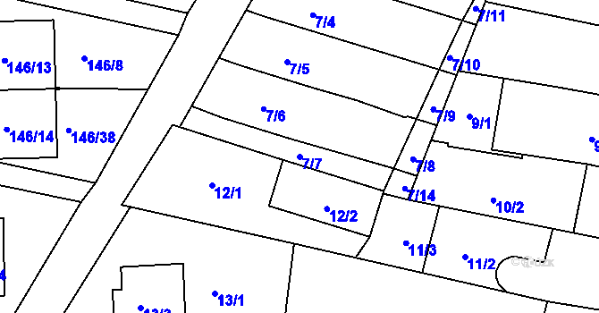 Parcela st. 7/7 v KÚ Frymburk, Katastrální mapa