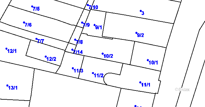 Parcela st. 10/2 v KÚ Frymburk, Katastrální mapa