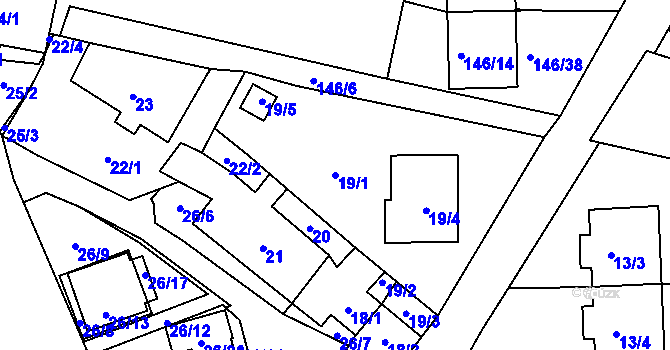 Parcela st. 19/1 v KÚ Frymburk, Katastrální mapa