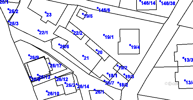 Parcela st. 20 v KÚ Frymburk, Katastrální mapa