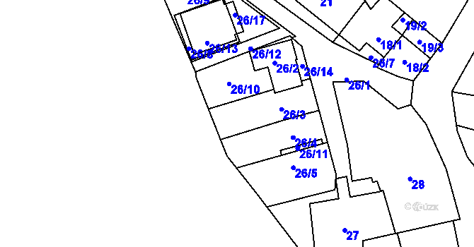 Parcela st. 26/3 v KÚ Frymburk, Katastrální mapa