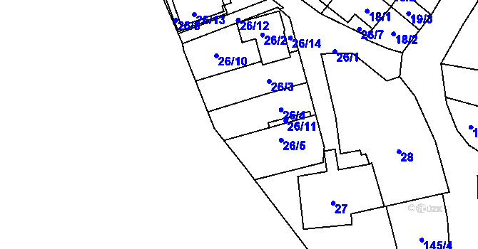Parcela st. 26/4 v KÚ Frymburk, Katastrální mapa