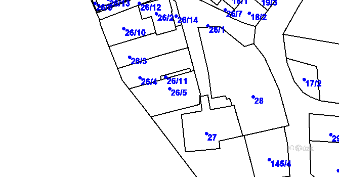 Parcela st. 26/5 v KÚ Frymburk, Katastrální mapa