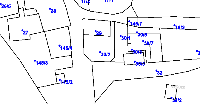 Parcela st. 30/2 v KÚ Frymburk, Katastrální mapa