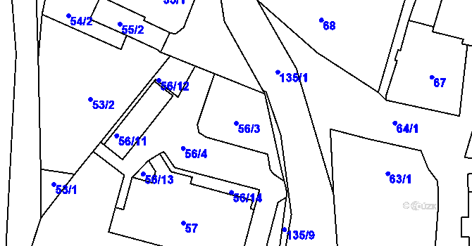Parcela st. 56/3 v KÚ Frymburk, Katastrální mapa