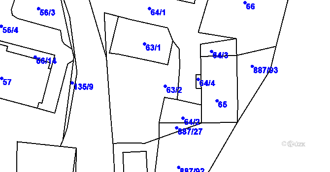 Parcela st. 63/2 v KÚ Frymburk, Katastrální mapa