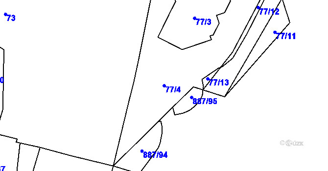 Parcela st. 77/4 v KÚ Frymburk, Katastrální mapa