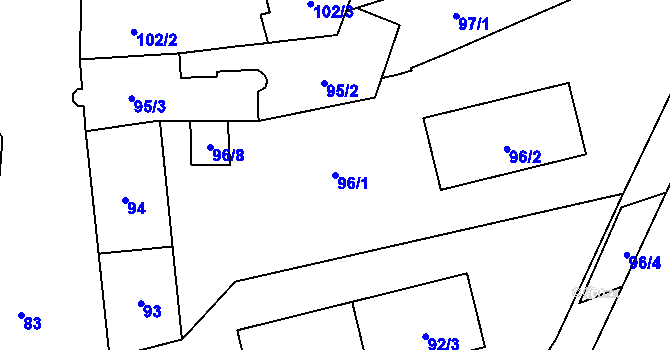 Parcela st. 96/1 v KÚ Frymburk, Katastrální mapa